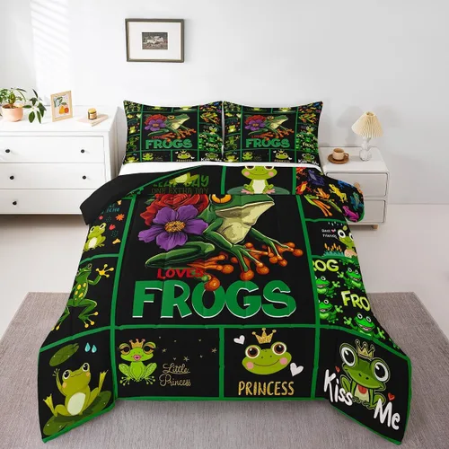 Miniatura 28 de Juego de edredón de nido de abeja, juego de ropa de cama geométrico verde y rojo, tamaño individual, juego de edredón reversible negro con colmena