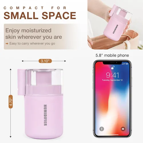 Miniatura 2 de Mini Humidificador Portátil, 180ml USB de Niebla Fría Pequeños Humidificadores para Dormitorio, Humidificación Personal de Escritorio para Coche