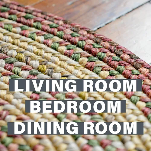 Miniatura 7 de Homespice Barcelona - Alfombras trenzadas ovaladas multicolor de 4 x 6 pies, alfombras coloridas de estilo rústico para dormitorio y sala de estar