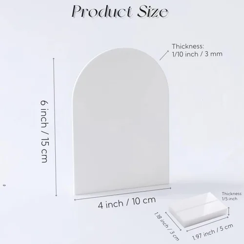 Miniatura 5 de Paquete de 15 carteles acrílicos de arco blanco con soporte para número de mesa de bricolaje, 6 x 4 pulgadas, letreros acrílicos blancos