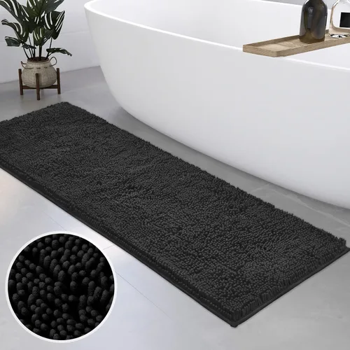 Miniatura 8 de HOMEIDEAS Alfombra de baño azul marino de 20 x 60 pulgadas, ultra suave y absorbente, antideslizante, alfombra de baño larga, felpa de felpilla