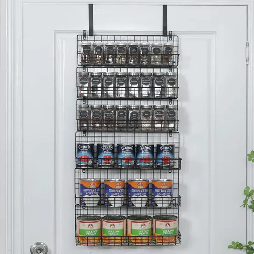 Miniatura 9 de JKsmart Organizador de especias de 6 niveles con gancho de puerta, montado en la pared y sobre la puerta, estantes de especias para armario