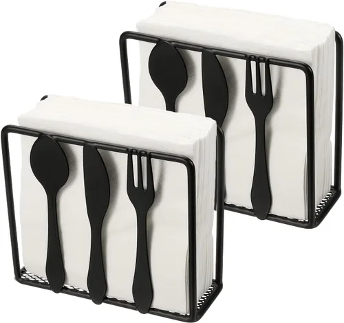 Miniatura 10 de uxcell Servilletero de metal cuadrado de 4.5 x 1.8 x 4 pulgadas, elegante decoración de mesa de hierro rústico para el hogar, cocina, hoteles