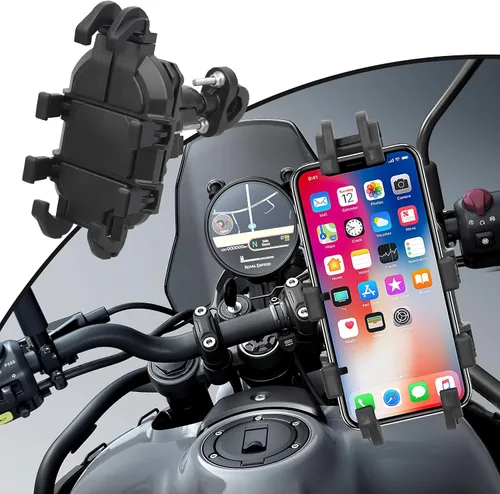 Miniatura 6 de Soporte de teléfono para motocicleta con amortiguación de vibración, diseño de rotación de 360 grados, soporte de teléfono para bicicleta y más