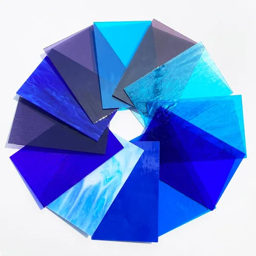 Miniatura 4 de ILLUCKAI 12 hojas de vidrieras fusibles COE 96, suministros de vidrio fundido de 4 x 6 pulgadas, selección azul y morado, suministros de fusión