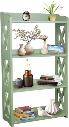 Miniatura 8 de Estantería negra de madera natural, estantería de 3 niveles, estantes pequeños para libros, estantes de exhibición y almacenamiento independientes.
