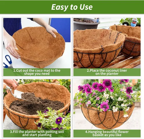 Miniatura 5 de Legigo Rollo de revestimiento de coco natural de 12 x 160 pulgadas, forro de coco para maceta, cesta colgante de caja de ventana, rollo de fibra