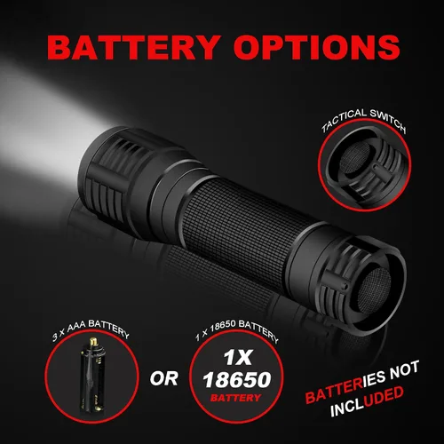 Miniatura 3 de Linterna LED táctica de grado militar, 3 modos, 3000 lúmenes, impermeable, con zoom, paquete de 4