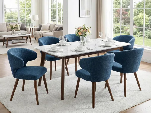 Miniatura 3 de RIVOVA Juego de 2 sillas tapizadas con brazos decorativos, sillas de comedor modernas de felpilla de mediados de siglo para cocina, comedor, sillas