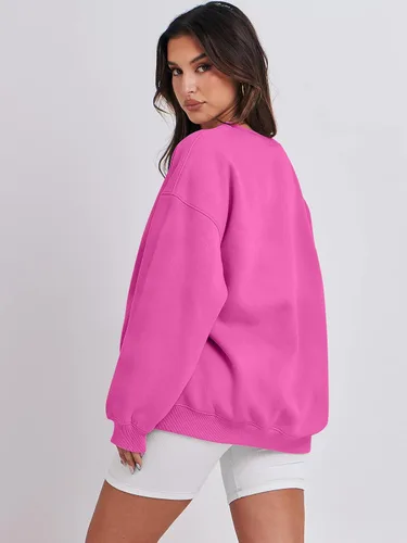 Miniatura 4 de ANRABESS Sudadera de gran tamaño para mujer, de forro polar, manga larga, cuello redondo, informal, para otoño 2023, ropa de moda