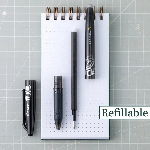 Miniatura 4 de PILOT FriXion Ball - Bolígrafos de tinta de gel borrables y recargables, punta fina, tinta color negro, paquete de 12 unidades (31550)