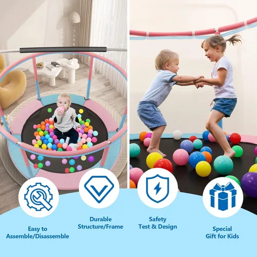 Miniatura 6 de 60" Toddler Trampoline for Kids, 5FT Adjustable Trampoline Indoor Outdoor with Enclosur Net, Mini Trampoline for Kids 3-10, 880lbs Capacity
