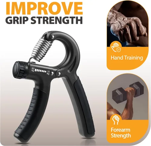 Miniatura 2 de NIYIKOW Paquete de 2 entrenadores de fuerza de agarre, fortalecedor de agarre de mano, resistencia ajustable de 22-132 libras (10-60 kg), Negro