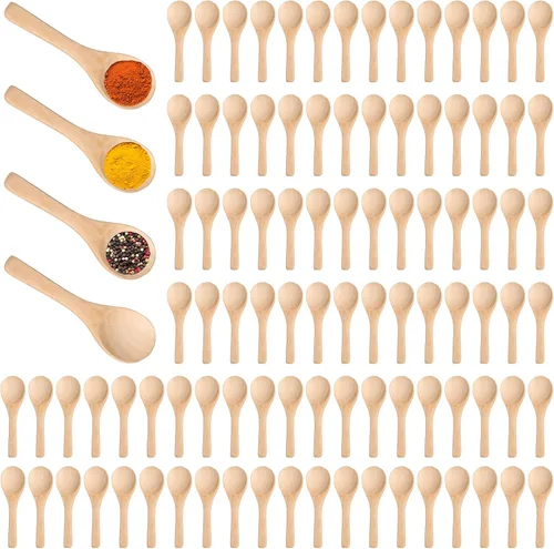 Miniatura 14 de Boao 50 Pzas Cucharas Pequeñas de Madera, 3.5'' L, Mini Cucharas Pequeñas de Madera Natural Cucharaditas Pequeñas para Frascos Azúcar Cremera Miel