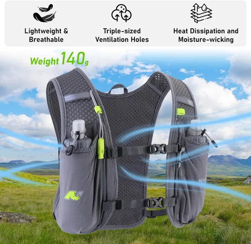 Miniatura 5 de Chaleco de hidratación para correr para mujeres y hombres, chaleco de agua mochila de 5 litros, mochila ligera de hidratación para senderismo