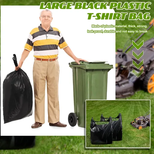 Miniatura 6 de Kisston 400 bolsas de plástico para camisetas de tamaño jumbo con asas, 35 micrófonos, bolsas grandes de plástico liso para comestibles, gruesas