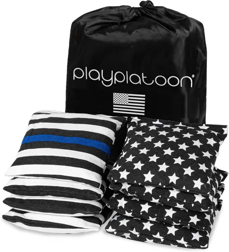 Miniatura 25 de Play Platoon Bolsas de Cornhole Resistentes a la Intemperie - Juego de 8 Bolsas de Frijoles Reglamentarias para Lanzar - Tamaño y Peso Profesional