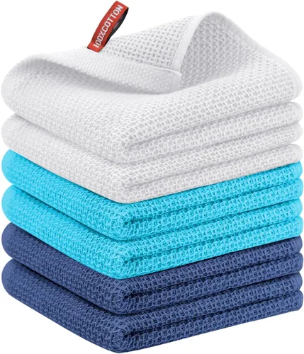 Miniatura 26 de Nialnant - Toalla de cocina 100% algodón, tejido gofre, suave, absorbente y de secado rápido, toallas para secar platos, trapos de limpieza - Multi