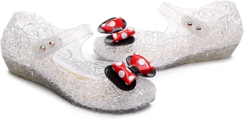 Miniatura 2 de Zapatos de gelatina para niñas, sandalias de cumpleaños de princesa de reina de la nieve para niñas pequeñas, sandalias azules con purpurina