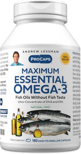 Miniatura 8 de ANDREW LESSMAN Maximum Essential Omega-3 Sin Sabor, 30 Cápsulas Blandas - Aceite de Pescado Omega-3 Ultra-Puro 1200 mg-DHA Alto, Suplemento Sin
