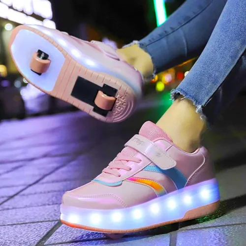 Miniatura 3 de Zapatos con ruedas para niños y niñas, patines, zapatillas deportivas con luz LED recargable para principiantes, el mejor regalo