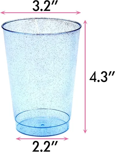Miniatura 2 de Homy Feel Vasos de plástico con purpurina azul de 12 onzas – 50 tazas desechables de cóctel y vino para fiesta de boda