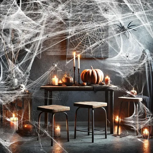 Miniatura 7 de Telarañas de Halloween de 1200 pies cuadrados y 50 arañas falsas, telarañas súper elásticas, decoración de fiesta para decoración de Halloween