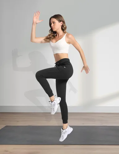 Miniatura 6 de HARTPOR Pantalones deportivos de algodón para mujer, pantalones deportivos para yoga, pantalones deportivos casuales para correr con bolsillos