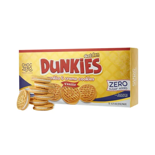 Miniatura 9 de Galletas de sándwich de chocolate keto ChocZero con crema - Galletas Dunkies bajas en azúcar y sin gluten (1 caja, 9 oz)