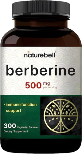 Suplemento de Berberina NatureBell 500mg | 300 Cápsulas Vegetarianas, 97% Berberina HCL Pura – Extracto de Raíz 5:1 – Basado en Plantas, Vegano, Sin