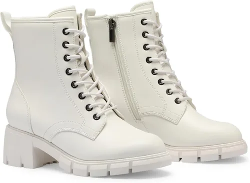Miniatura 2 de GENSHUO Botas de combate para mujer - Botines de tacón bajo con cordones y cremallera