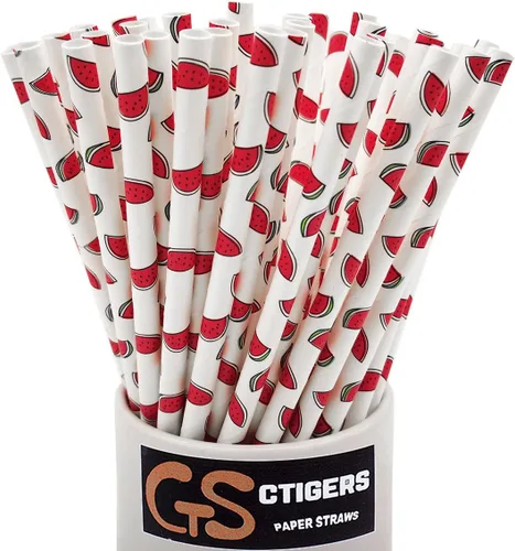 Miniatura 9 de Pajitas de papel biodegradables con estampado de bambú para caja de fiesta de 100