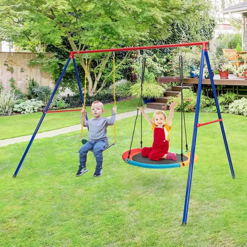 Miniatura 2 de INFANS Soporte para columpio, marco de columpio de metal resistente de 550 libras, soporte para columpio extragrande con estructura en A para niños