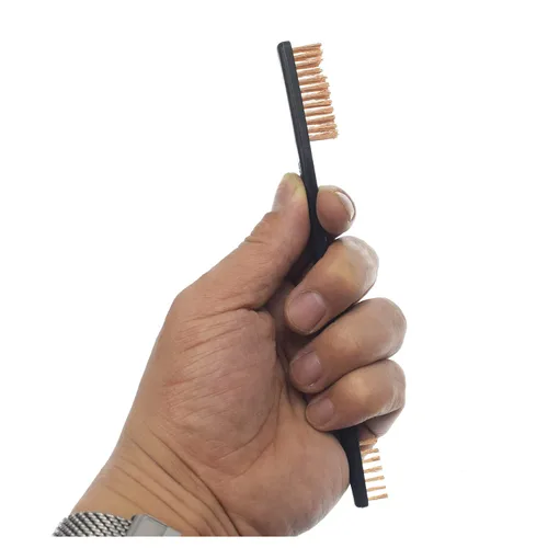 Miniatura 3 de Paquete de 10 cepillos de limpieza multiusos de doble punta para pistolas de 7 pulgadas, cepillos de cerdas de nailon de acero y latón