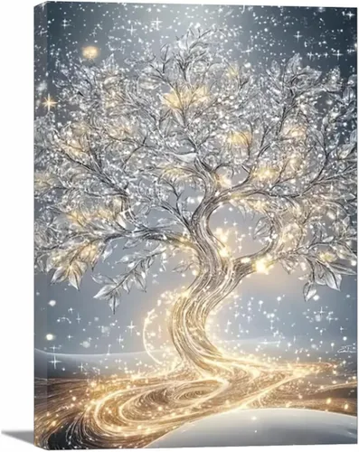 Miniatura 17 de VOCBAN Nature Tree of Life Abstract Pictures Canvas Painting Large Modern Canvas Wall Art Colorful Trees Living Room Wall Decor Plant Prints(black