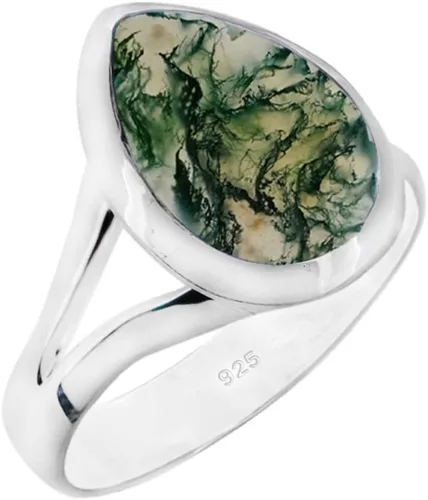 Miniatura 8 de Anillo de piedras preciosas naturales Anillo de plata ajustable hecho a mano Anillo de piedras preciosas en forma de pera Plata de ley 925