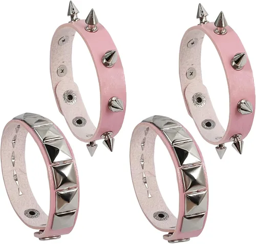 Miniatura 7 de 4 pulseras punk, pulseras de cuero Fanux, pulsera gótica, pulsera gótica, para Halloween, 4
