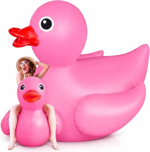 Miniatura 10 de Hungdao Pato inflable gigante de 5 pies, enorme pato de goma, flotador inflable de piscina para adultos, verano, playa, piscina, decoración de fiesta