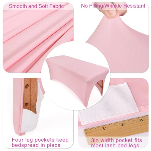 Miniatura 4 de 2 fundas de cama de color rosa para mesa de pestañas de 6 pies o cama de masaje, extensión de pestañas de elastano, funda de cama de elastano