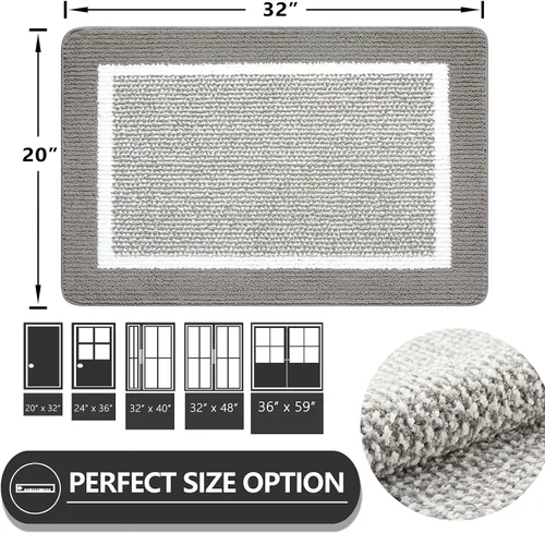 Miniatura 2 de REFETONE Tapete para interiores, tapete para puerta delantera o trasera de 20 x 32 pulgadas, parte trasera de goma antideslizante, tapetes