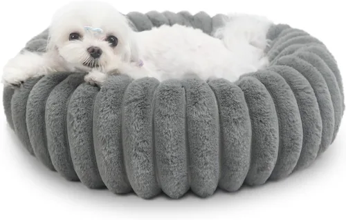 Miniatura 16 de Camas rosadas para cachorros pequeños y gatitos, lavables, suaves y cómodas, cama para perros con lados para gatos de interior, cama redonda