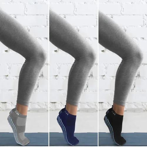 Miniatura 5 de TENQUAN 3 pares de calcetines de yoga antideslizantes con agarres para pilates barra deportiva ballet baile fitness antideslizante rehabilitación