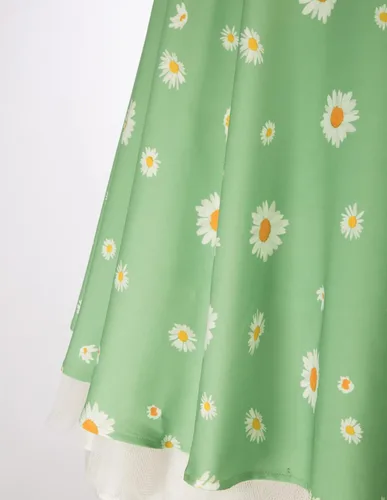 Miniatura 6 de Belle Poque Vestido vintage sin mangas para mujer, diseño floral, fruncido, lindo, acampanado, con vuelo, largo hasta la rodilla