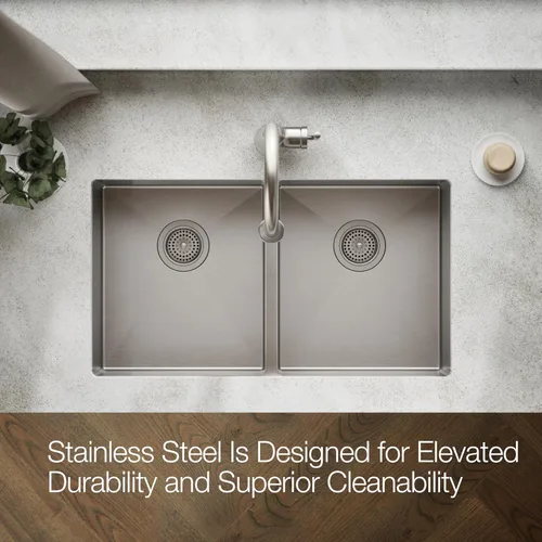 Miniatura 5 de KOHLER Strive K-5281-NA - Fregadero de acero inoxidable de 32 pulgadas con estante para lavabo