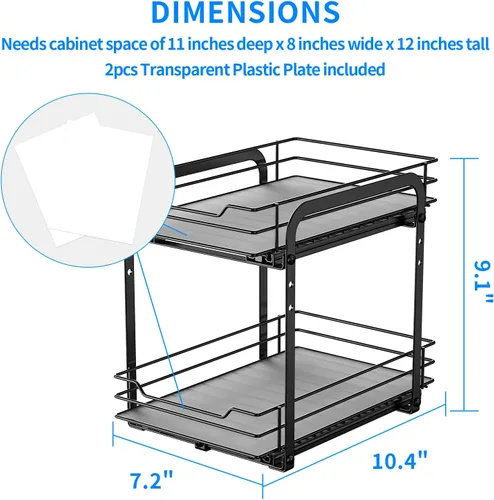 Miniatura 6 de RCHYFEED Estante para especias, organizador de especias de armario extraíble de 2 niveles, altura ajustable, estantes deslizables ultra suaves