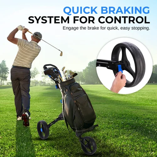 Miniatura 6 de SereneLife Carrito de golf de 3 ruedas, ultra ligero de aluminio plegable con asa ajustable, plegado rápido, tarjeta de puntuación de nueva versión