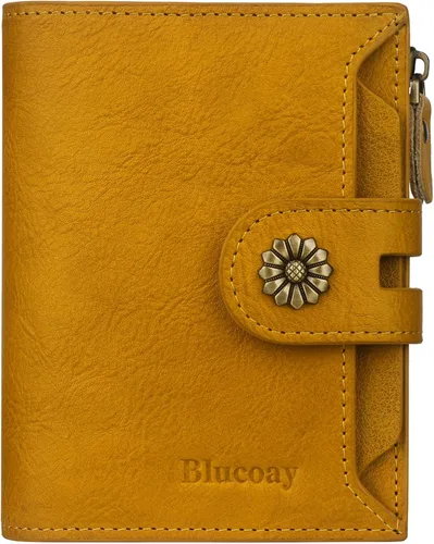 Miniatura 27 de Billetera para mujeres, billetera de cuero plegable de dos pliegues para mujeres con bloqueo RFID, compacta, tarjetero pequeño con ventana