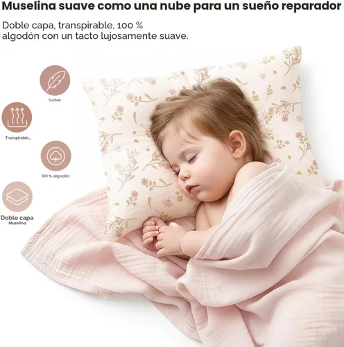 Miniatura 2 de Konssy Funda de almohada de muselina para almohada de 13 x 18 pulgadas, paquete de 2 fundas de almohada de algodón suave y transpirable para niños