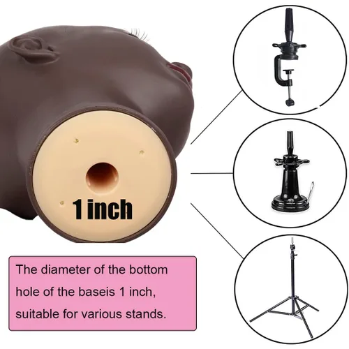 Miniatura 7 de HAIRWAY Cabeza de maniquí calva para mujer, cabeza de maniquí calva para hacer pelucas y exhibir cabeza de muñeca con pasadores en T gratis