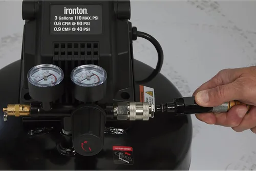 Miniatura 5 de Ironton Compresor de Aire Tipo Panqueque Sin Aceite, 0.3 HP, 3 Galones, 110 PSI